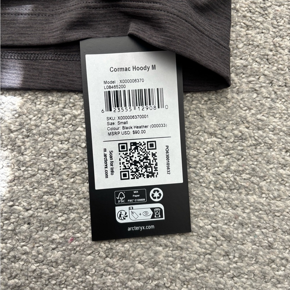 Arc'teryx Gray Cormac hoodie Athletic Fit NWTO